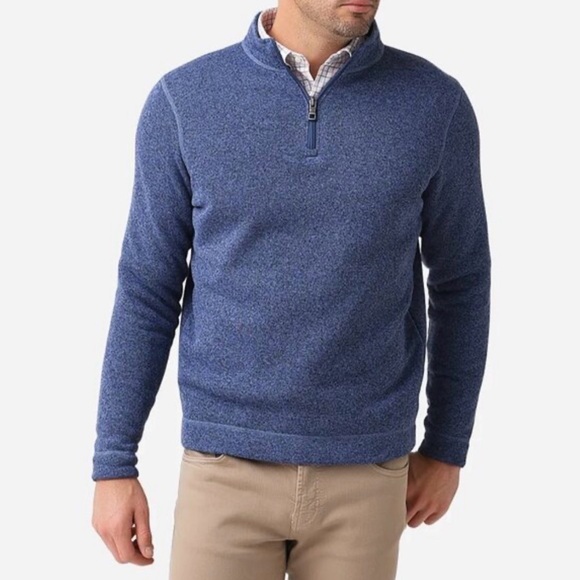 Peter Millar Men's Heathered Blue Zip-Up Sweater